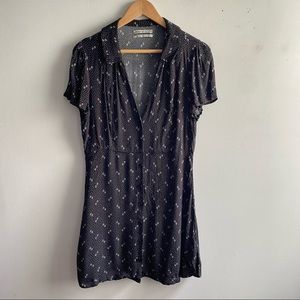 Urban Outfitters UO black white ditzy floral dots short sleeve button down dress